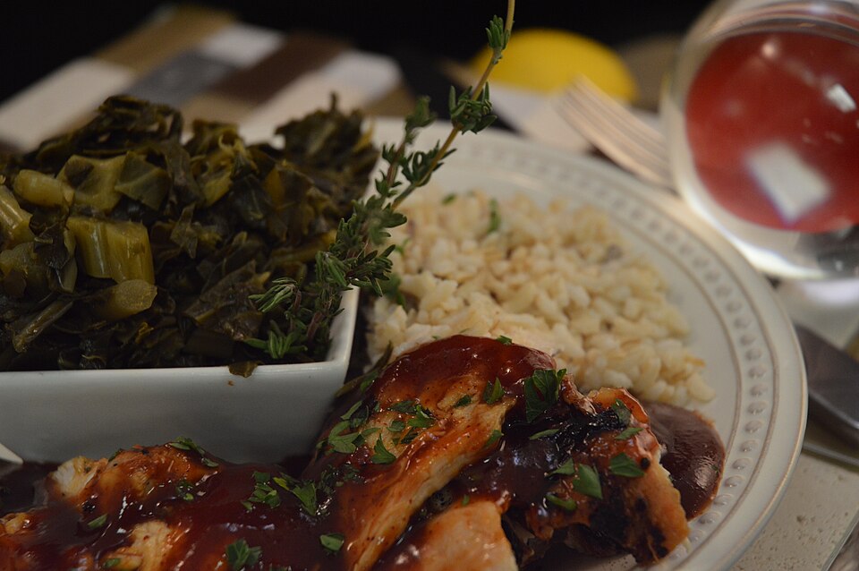 BBQ Chicken Plate with Collard Greens